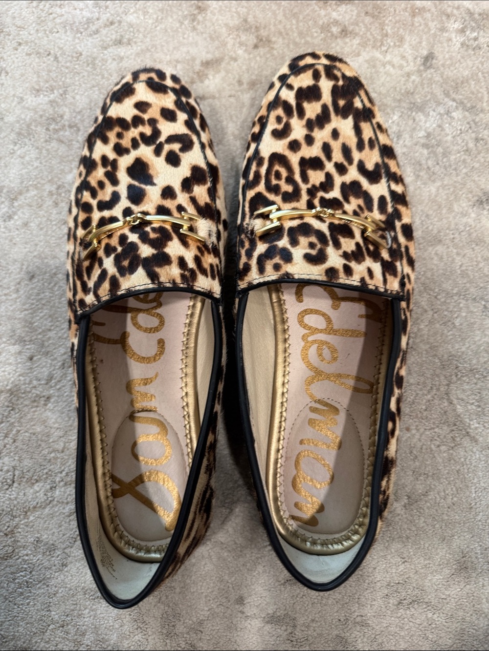 Sam Edelman Leopard Print Loafers with Gold Bit